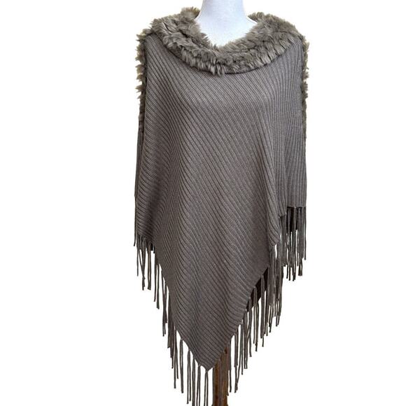Chico's poncho/sweater, brown, one size, cozy, artsy, eclectic, layering - Picture 1 of 5